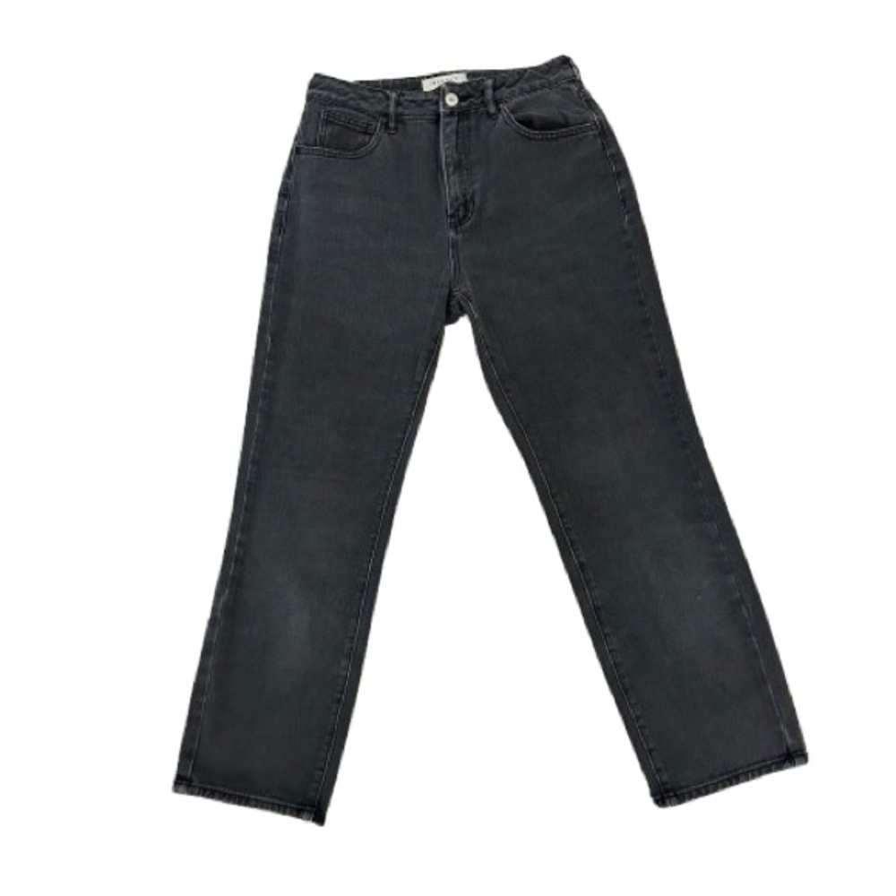 PacSun Women's 26 Charcoal Denim Button Detail Boot Cut Straight Leg Jean Pants